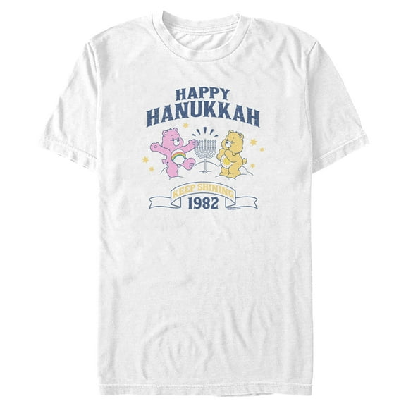 Men's Care Bears Best Friend Bear and Funshine Bear Happy Hanukkah Graphic T-Shirt