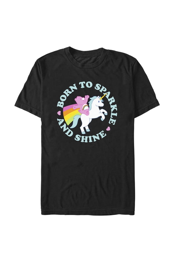 Men's Care Bears Born to Sparkle and Shine Cheer  Graphic Tee Black 2X Large
