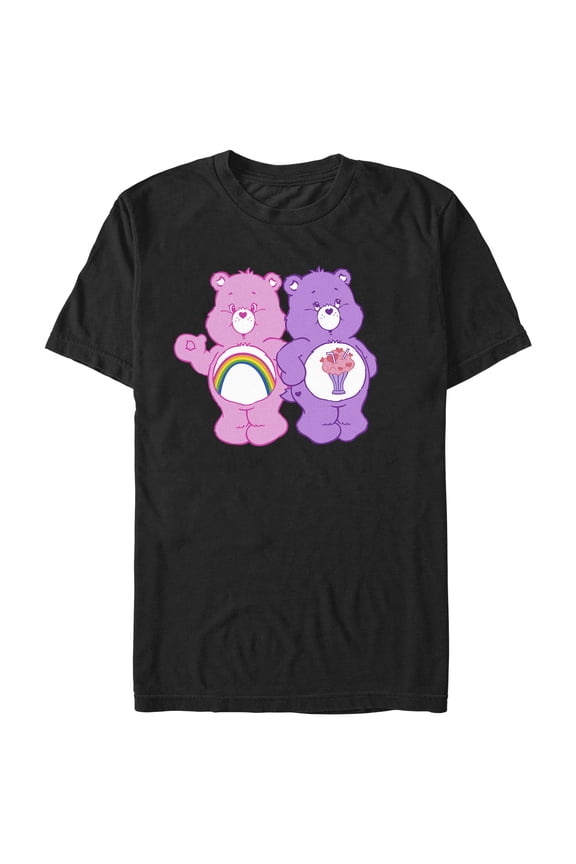 Men's Care Bears Chear Bear and Share Bear Graphic Tee Black X Large