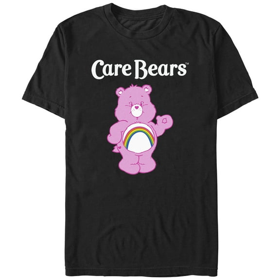 Men's Care Bears Cheer Bear Waving Graphic Tee Black X Large