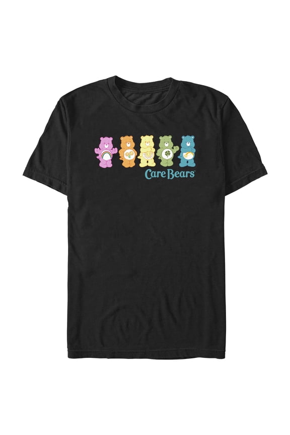 Men's Care Bears Colorful Line Up Graphic Tee Black Large