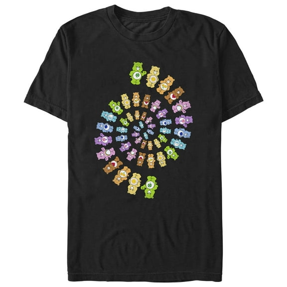 Men's Care Bears Colorful Spiral Graphic Tee Black X Large