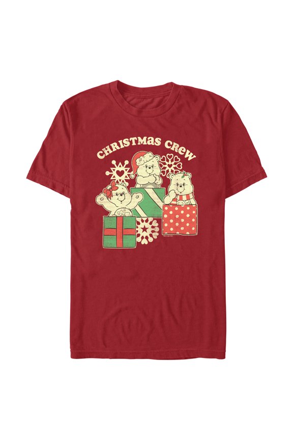 Men's Care Bears Distressed Christmas Crew Graphic Tee Cardinal X Large