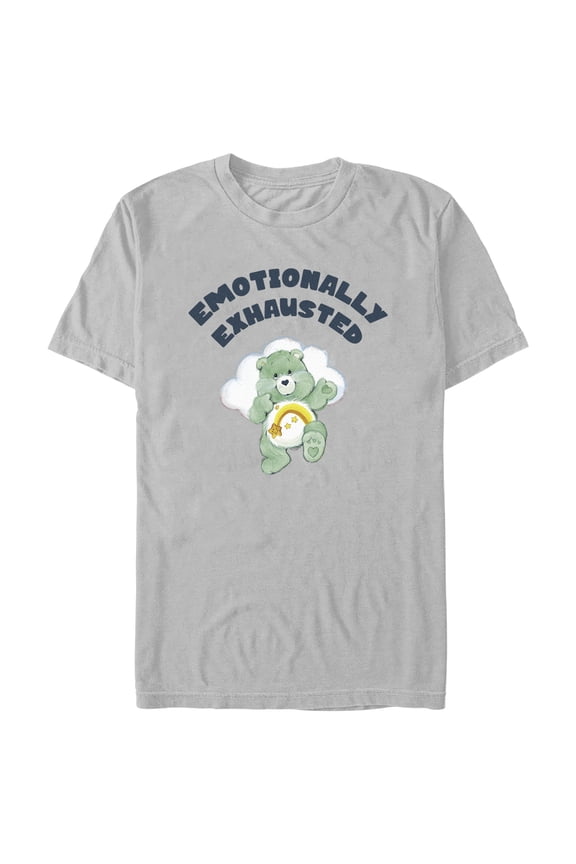 Men's Care Bears Emotionally Exhausted Graphic Tee Silver 3X Large