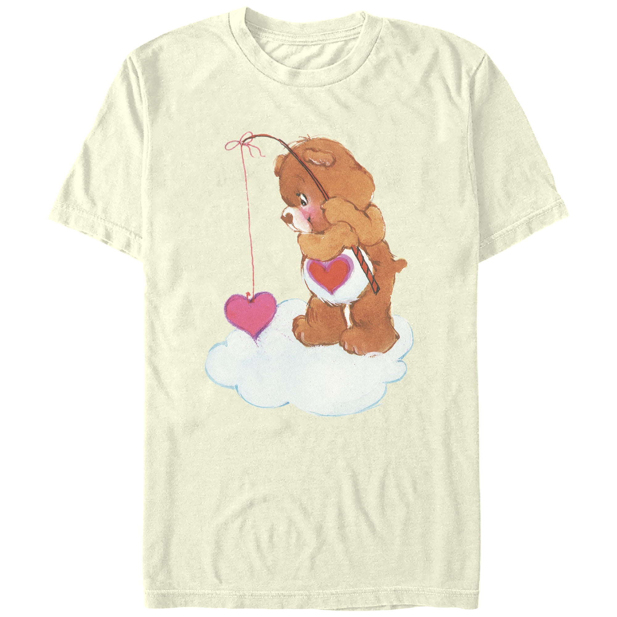 Men's Care Bears Fishing Hearts Graphic Tee Beige Large 