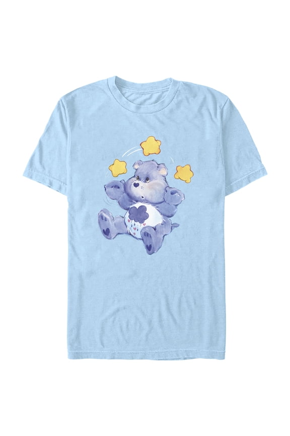 Men's Care Bears Grumpy Bear Stars Graphic Tee Light Blue 3X Large