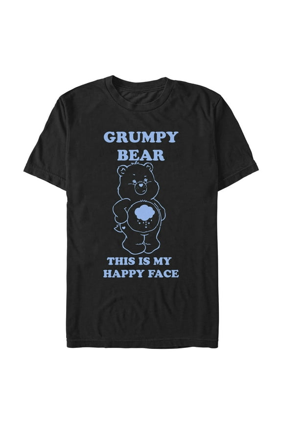 Men's Care Bears Grumpy This Is My Happy Face Graphic Tee Black 3X Large