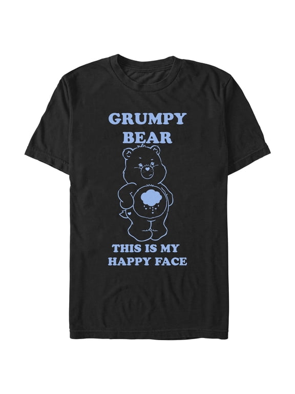 Men's Care Bears Grumpy This Is My Happy Face Graphic Tee Black Large