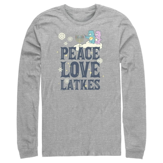 Men's Care Bears Hanukkah Peace Love Latkes Long Sleeve Shirt