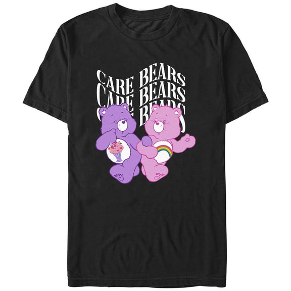 Men's Care Bears Happy Cheer and Share Bears  Graphic Tee Black Medium
