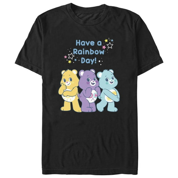 Men's Care Bears Have a Rainbow Day!  Graphic Tee Black Medium