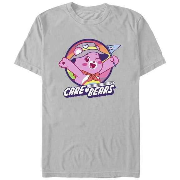 Men's Care Bears Hiking Cheer Bear  Graphic Tee Silver X Large