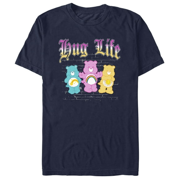 Men's Care Bears Hug Life Cute Graphic Tee Navy Blue Medium