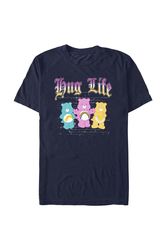 Men's Care Bears Hug Life Cute Graphic Tee Navy Blue Small