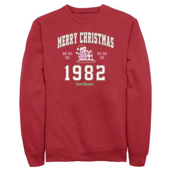 Men's Care Bears Merry Christmas Cheer Bear Sweatshirt Red 2X Large