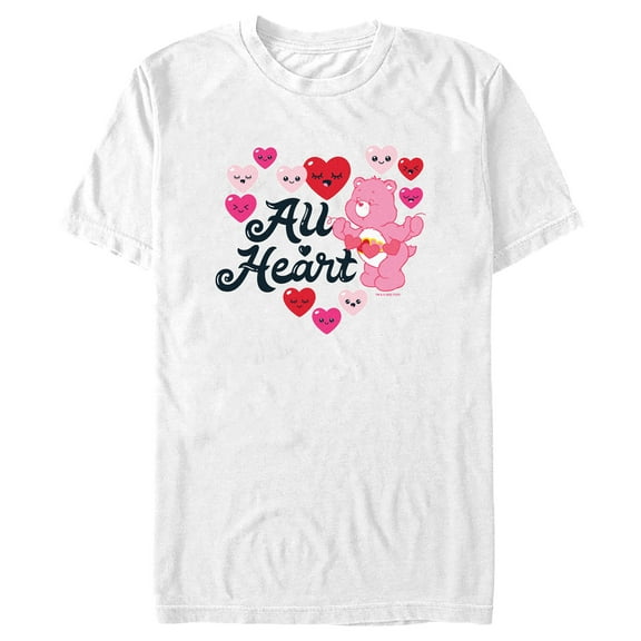 Men's Care Bears Valentine’s Day Love-A-Lot Bear All Heart Graphic Tee White 3X Large