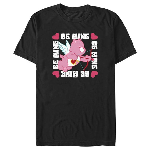 Men's Care Bears Valentine's Day Love-a-Lot Bear Be Mine Graphic Tee Black Medium