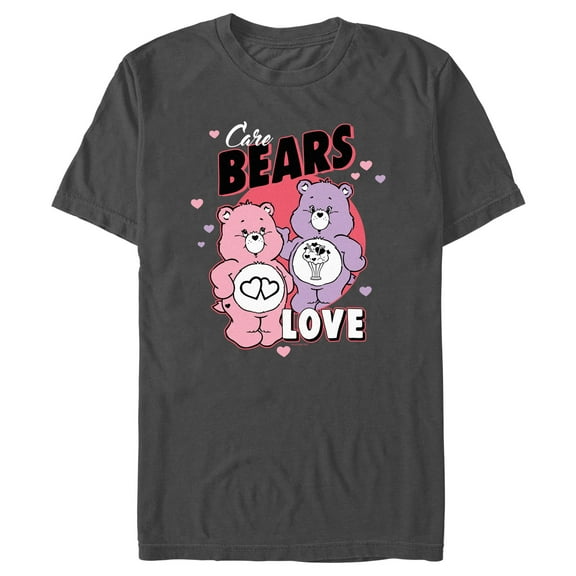 Men's Care Bears Valentine's Day Love-a-Lot Bear and Share Bear Love Graphic Tee Charcoal Large