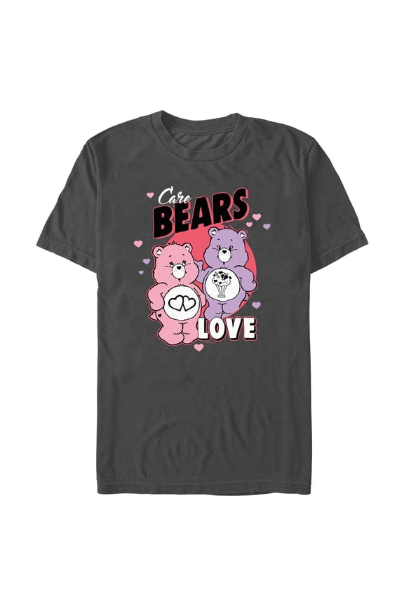 Men's Care Bears Valentine's Day Love-a-Lot Bear and Share Bear Love Graphic Tee Charcoal Large