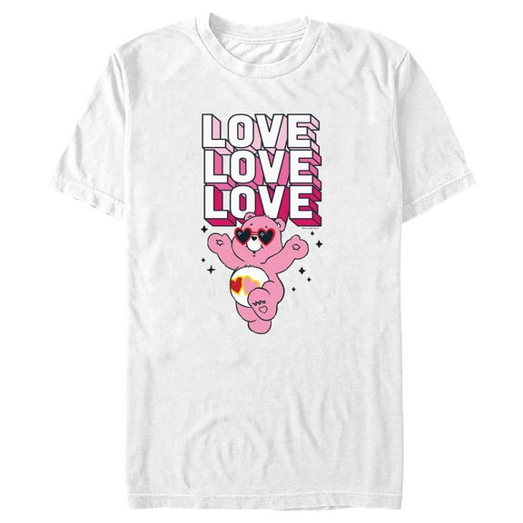 Men's Care Bears Valentine's Day Love-a-lot Bear Love Sunglasses Graphic Tee White 2X Large