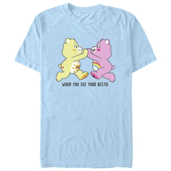 Men's Care Bears When You See Your Bestie Bears  Graphic Tee Light Blue Large