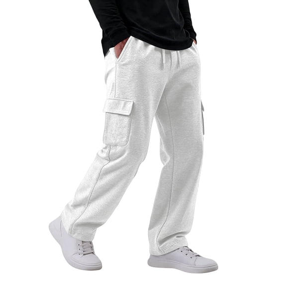 Men's Cargo Baggy Sweatpants Drawstring Elastic Waist Wide Leg Sweatpants