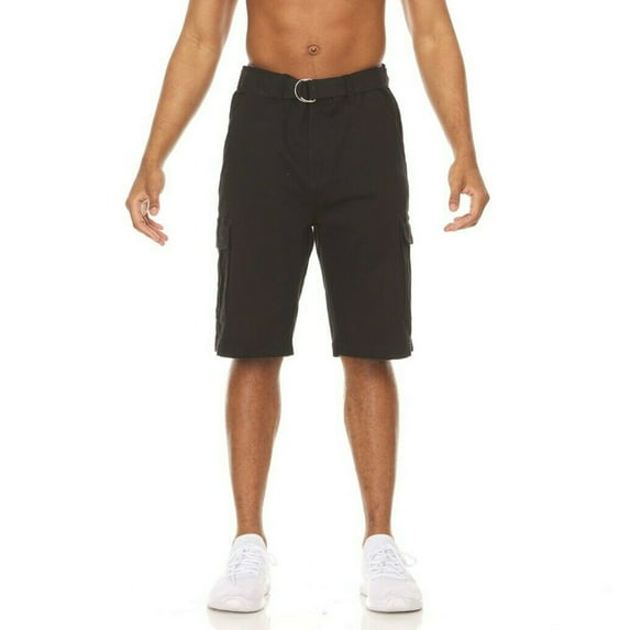 Men's Cargo Belted Shorts Casual Cargo Utility Pockets Lightweight Short, Black, 32
