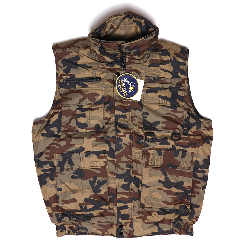 【Anyone more】Oscar Pocket Padding Vest Men's Cargo Camo Vest Zip-up Pockets Hunting Tactical Oscar