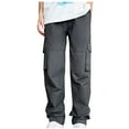 thumbnail image 1 of Men's Cargo Casual Solid Color Zipper Pockets Elastic Waist Full Length Pants Dark Gray, 1 of 6