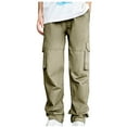 thumbnail image 1 of Men's Cargo Casual Solid Color Zipper Pockets Elastic Waist Full Length Pants Yellow, 1 of 6