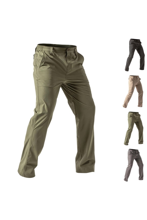 Men's Cargo Hiking Pants Waterproof, Quick Dry Outdoor Trousers, Joggers with Multiple Pockets, Elastic Waist Straight Leg Breathable, for Hiking Hunting Camping Travel | AESTIVO,Army Green L