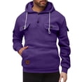 thumbnail image 1 of Men's Cargo Hoodie Quarter-Zip Midweight Casual Workwear Pullover with Pockets, 1 of 4