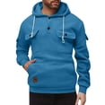 thumbnail image 1 of Men's Cargo Hoodie Quarter-Zip Midweight Casual Workwear Pullover with Pockets, 1 of 4