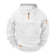 thumbnail image 1 of Men's Cargo Hoodie with Quarter Zipper Fashion Outdoor Sports Work Casual Hooded Sweatshirt with Zip Pockets Men's Long Sleeve Hoodie White 3XL, 1 of 4