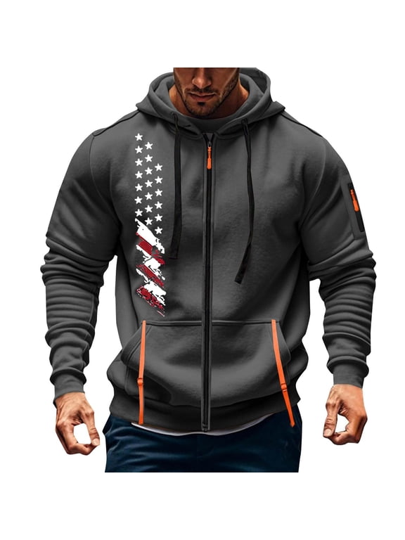 Men's Cargo Hoodies Full Zip Military Jacket Windbeaker Tactical Sweatshirts Solid Color Coat Trendy Hooded Sweatshirt Combat Jacket Dark Gray XXXL