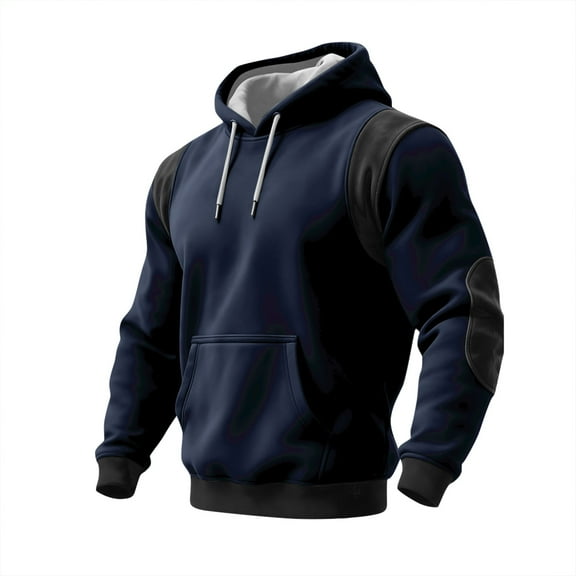 Men's Cargo Hoodies Sweatshirts Tactical Pullover Casual Gym Athletic Loose Hooded Sweatshirts Navy 3XL