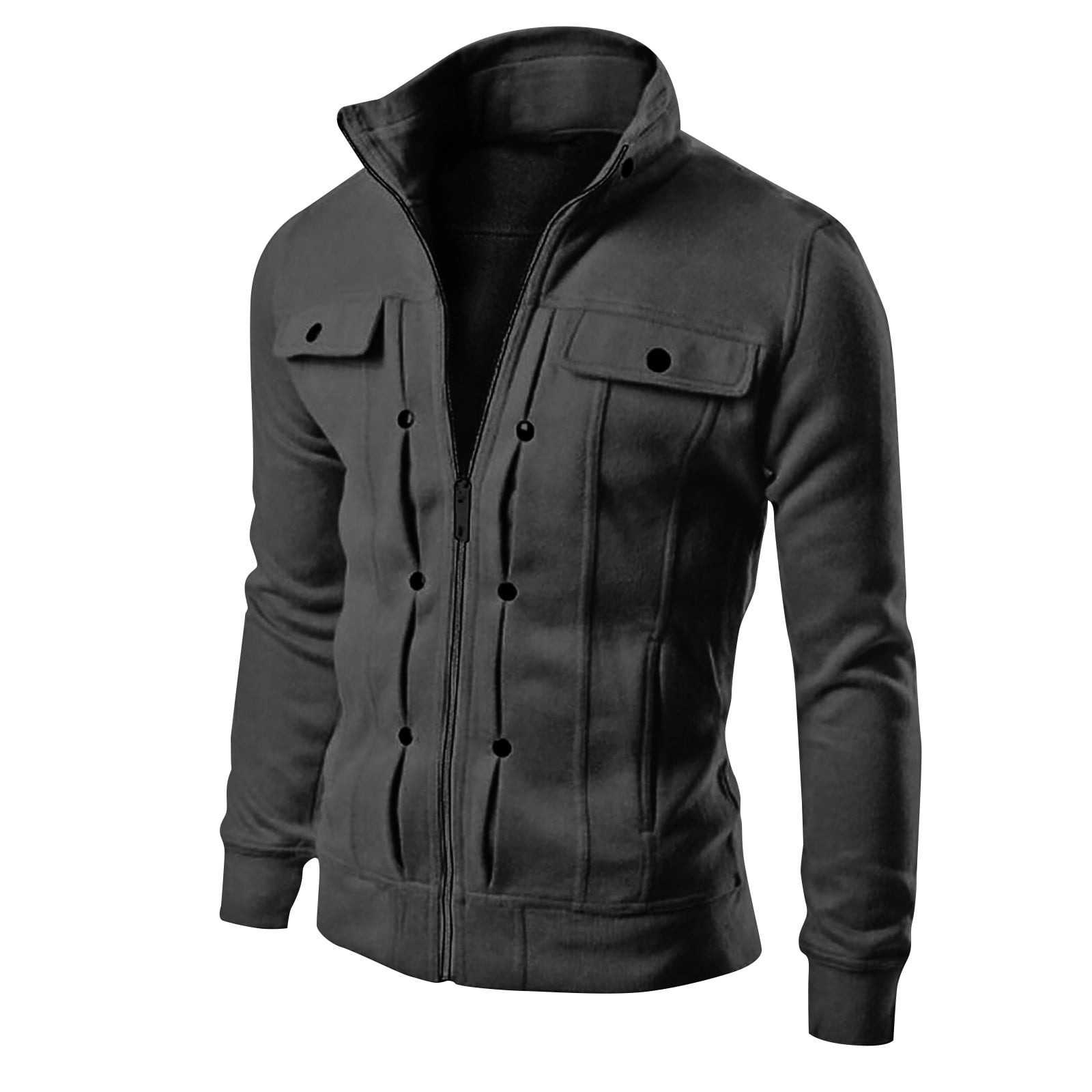 Men's Cargo Jacket Cotton Full Zip Jacket Lightweight Casual Work Coat ...
