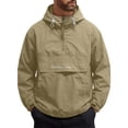 thumbnail image 1 of Men's Cargo Jacket, Loose Fit Hooded Coat With Half Zipper, Spliced Multi-Pocket Design For Outdoor & Work Green 3XL, 1 of 8