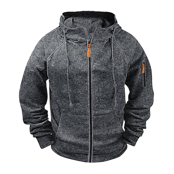 Men's Cargo Jackets Long Sleeved Hooded Blouse Zippe Up Long Sleeve Sweatshirt Athletic Stretch Training Jackets Pockets Wind Resistant Windbreaker Sweater Jacket