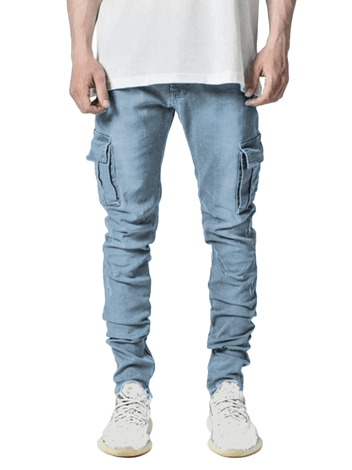 dtydtpe mens jeans mens skinny stretch denim pants distressed ripped freyed  slim fit jeans trousers cargo pants for men - Walmart.com