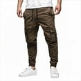 thumbnail image 1 of Men's Cargo Jogger Pants - Drawstring Waist for Streetwear & Casual Outfits Coffee XL, 1 of 3