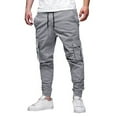 thumbnail image 1 of Men's Cargo Jogger Pants - Drawstring Waist for Streetwear & Casual Outfits Light Gray XL, 1 of 3