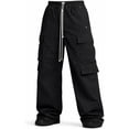 thumbnail image 1 of Men’s Cargo Jogger Pants Loose Fit Elastic Waist Drawstring Street Wear Black 3XL, 1 of 7