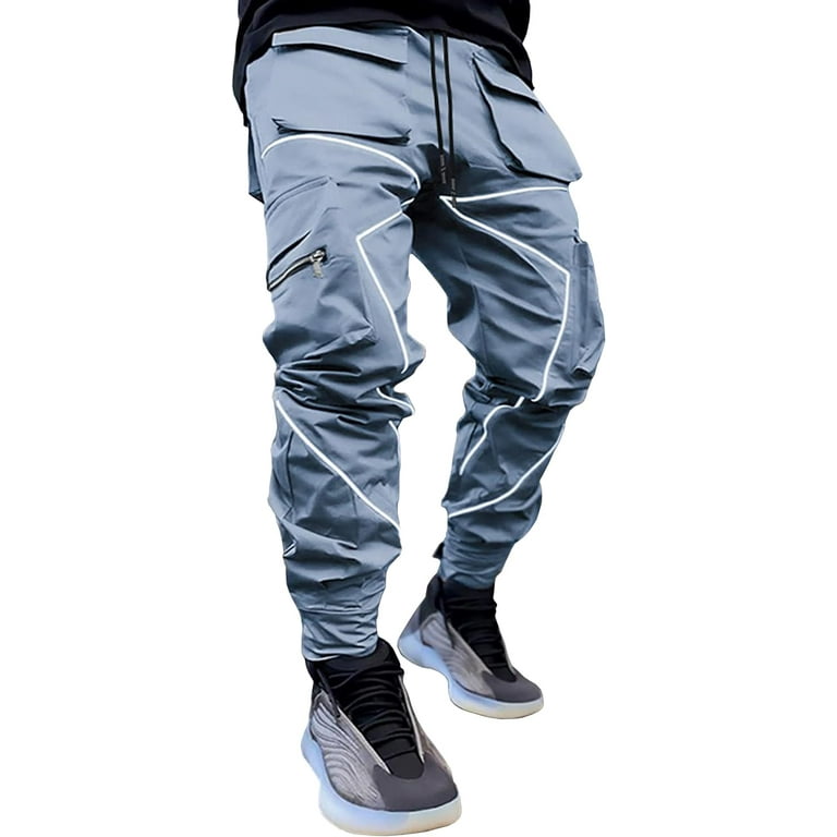 Men s Cargo Jogger Pants Reflective Technical Hip Hop Harem Pants Punk Streetwear Tactical Track Pants