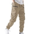 thumbnail image 1 of Men’s Cargo Jogger Pants with Multiple Pockets Drawstring Waist Elastic Cuffs Relaxed Fit Lightweight Casual Trousers for Daily Wear, 1 of 5