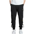 thumbnail image 1 of Men's Cargo Joggers Pants Casual Sweatpants with Pockets Mens Athletic Tapered Leg Pants Hiking Walking Black Cargo Trousers Elasticated Waist Combat Work Trousers Sale, 1 of 1