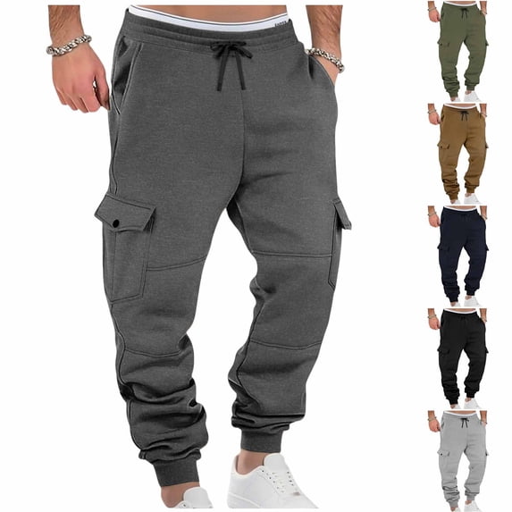 Men's Cargo Joggers Pants Trousers, Elastic Waist Drawstring Straight Leg, Quick Dry Breathable Lightweight, Athletic Gym Workout Running Hiking Daily, Summer Outdoor Gear