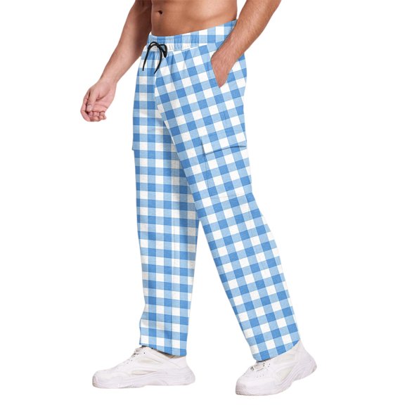 Men's Cargo Joggers Sweatpants Fleece Baggy Sweats Casual Loose Fit Open Bottom Athletic Workout Sweat Pants with Pockets Blue 3XL