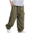 thumbnail image 1 of ZQUUVOU Men's Cargo Loose Pants Casual Cotton Solid Color Cargo Zipper Pockets Elastic Waist Pants Green, 1 of 4