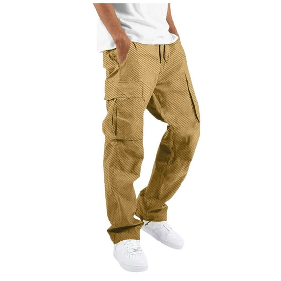 Men's Cargo Pants 38X30 Men's Casual Cargo Pants Drawstring Hiking Pants Workout Tactical Joggers Sweatpants for Men Sweatpants for Men with Pockets and Drawstring